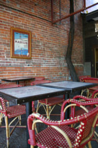 The patio at Bistro Laurent is on the east side